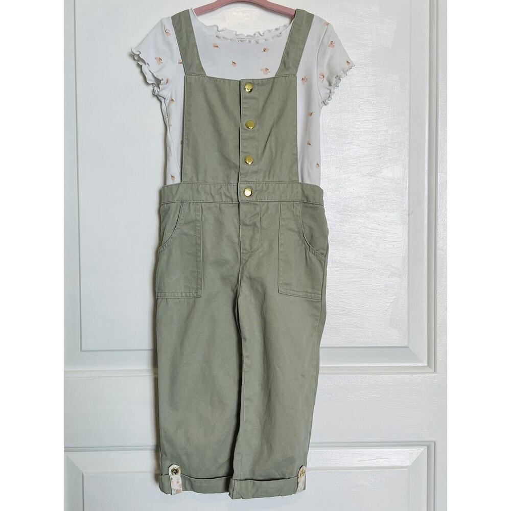 RACHEL ZOE Girls 2 Piece Overalls Outfit Set Designer 3T Boho Fashion Cute Soft